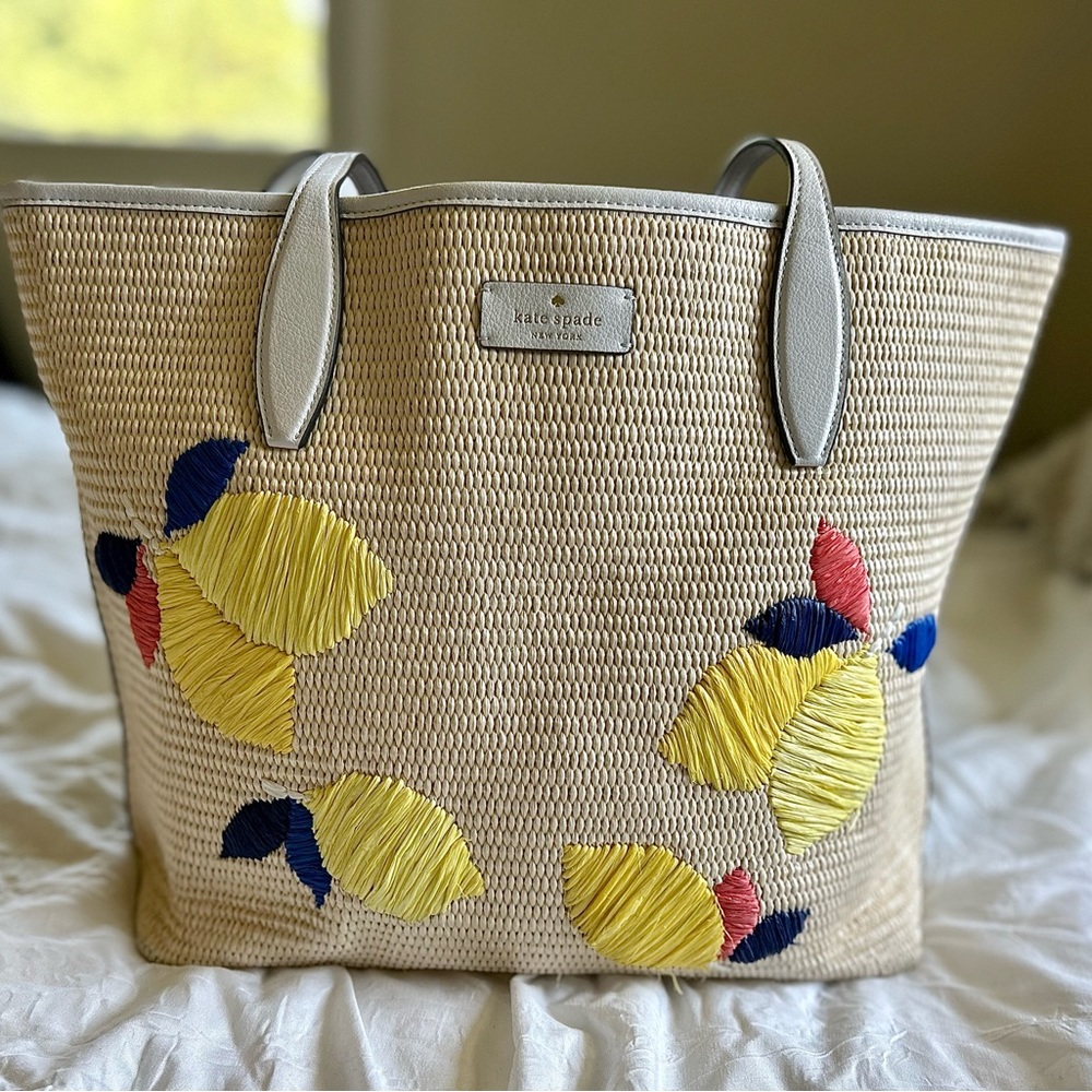 Kate Spade Straw Lemon Tote